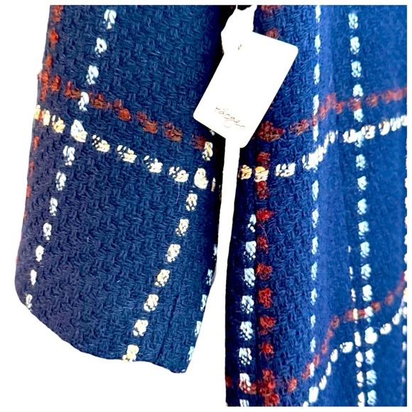 Halogen Women’s 3/4 Length Topper Coat. Navy Rust Plaid. Size S/M - Picture 7 of 10